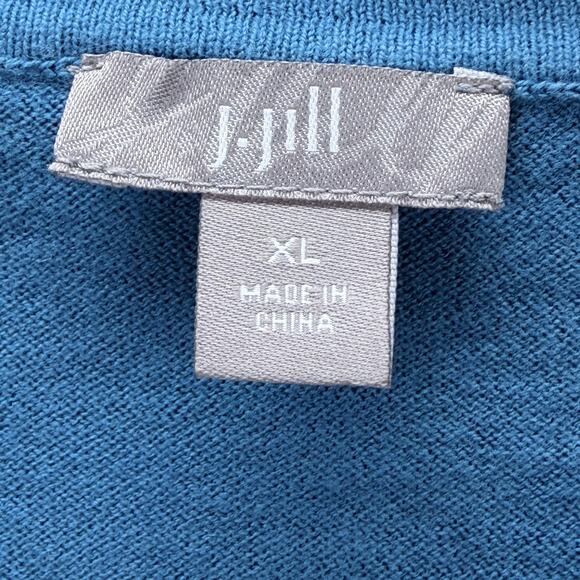 J.Jill Blue Cropped Cardigan Sweater Button Up 3/4 Sleeve Woman Size XL Preppy - Picture 6 of 14